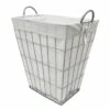 Metal Wire Grid Laundry Hamper, Cool Grey