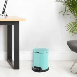 Mint Green Round Pedal Bin, 5l -comprehensive Shop mint green round pedal bin 5l 4