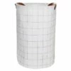 Modern Round Grid Patterned Laundry Hamper, Large