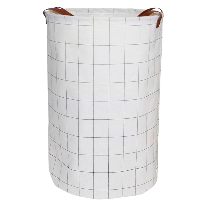 Modern Round Grid Patterned Laundry Hamper, Medium 1 Modern Round Grid Patterned Laundry Hamper, Medium