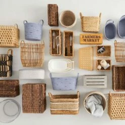 Mylie Grey Print Round Storage Bin, Large -comprehensive Shop mylie grey print round storage bin large 2