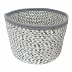 Mylie Grey Print Round Storage Bin, Large