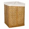 Natural Bamboo Wood Laundry Hamper With Liner, Small