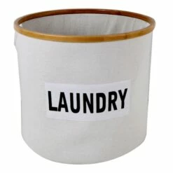 Natural Round Bamboo Fabric Laundry Basket, Medium