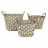 Natural & White Woven Basket, 10"