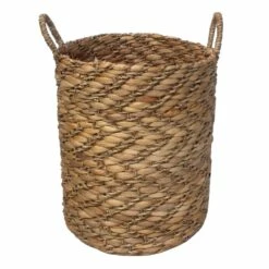Natural Zig Zag Woven Round Basket