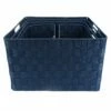 Navy Weave Round Corner Storage Basket, Medium