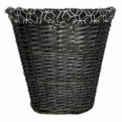 Oval Willow Laundry Hamper, Grey