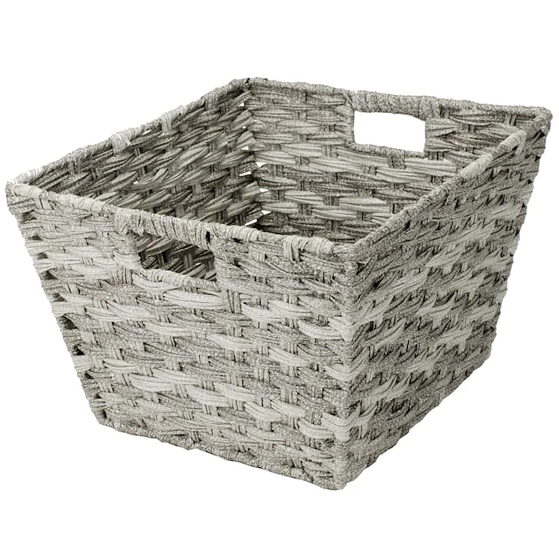 Pe Faux Rattan L Tote Grey 1 Pe Faux Rattan L Tote Grey