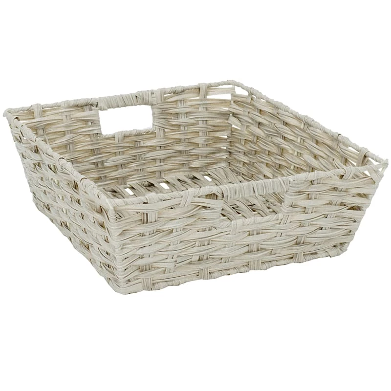 Pe Faux Rattan Shelf Tote Taupe 1 Pe Faux Rattan Shelf Tote Taupe