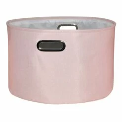 Pearl Blush Pink Round Fabric Storage Basket, Medium