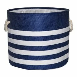 Providence Blue Striped Round Storage Basket, Medium