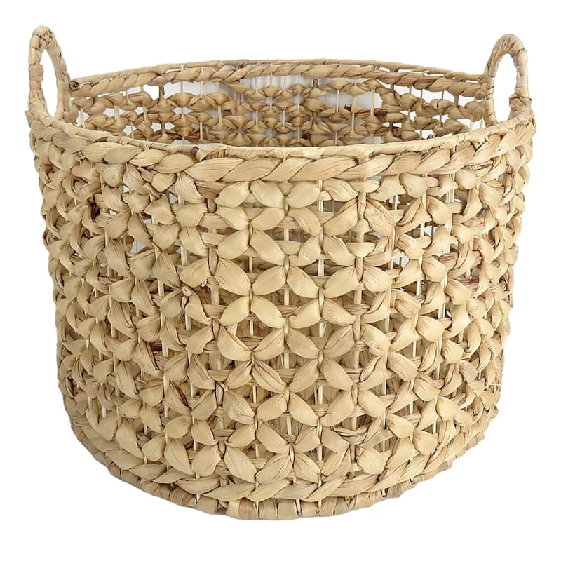 Providence Melia Round Flower Weave Storage Basket With Handles, Large 2 Providence Melia Round Flower Weave Storage Basket With Handles, Large - Image 2