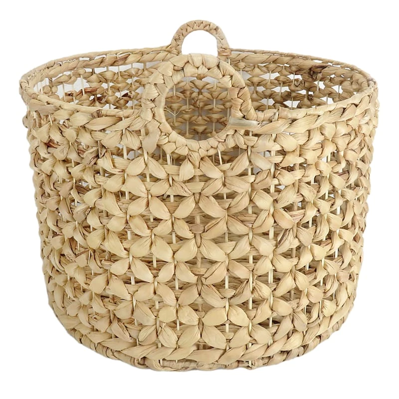 Providence Melia Round Flower Weave Storage Basket With Handles, Large 1 Providence Melia Round Flower Weave Storage Basket With Handles, Large