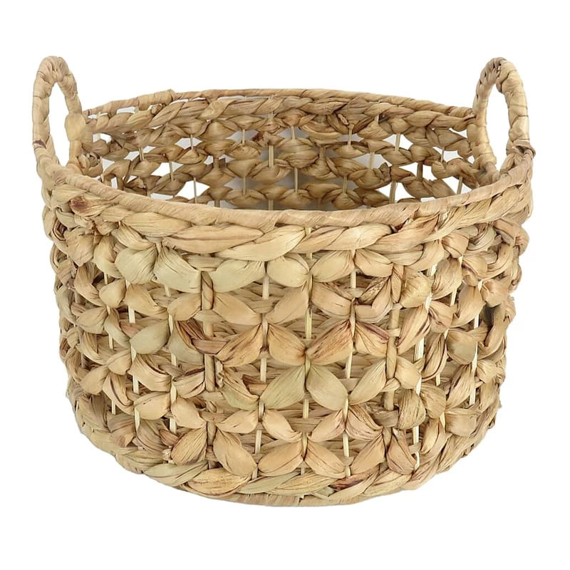Providence Melia Round Flower Weave Storage Basket With Handles, Small 2 Providence Melia Round Flower Weave Storage Basket With Handles, Small - Image 2