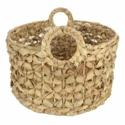 Providence Melia Round Flower Weave Storage Basket With Handles, Small