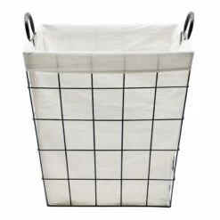 Rectangle Metal Wire Laundry Hamper, Black