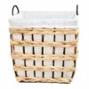 Rectangle Water Hyacinth Wicker Laundry Hamper, Small