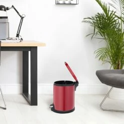Red Round Pedal Bin, 5l -comprehensive Shop red round pedal bin 5l 4