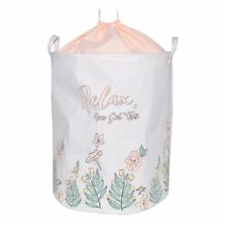 Relax Collapsible Laundry Hamper With Drawstring Liner, Pink