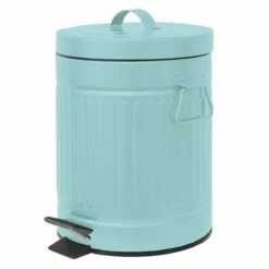 Retro Light Blue Step Trash Bin, 5l