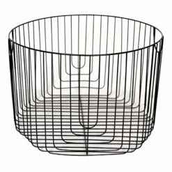 Round Black Metal Wire Storage Basket, Large