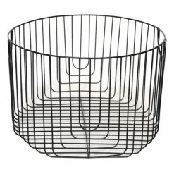 Round Black Metal Wire Storage Basket, Medium