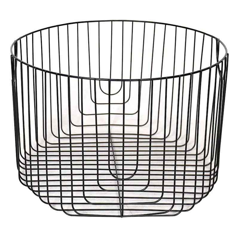 Round Black Metal Wire Storage Basket, Medium 1 Round Black Metal Wire Storage Basket, Medium