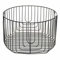 Round Black Metal Wire Storage Basket, Small