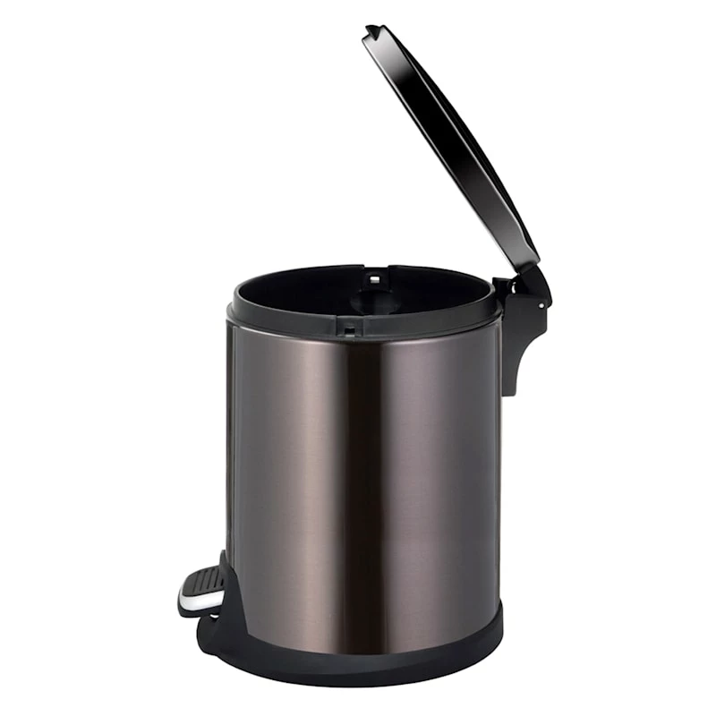 Round Black Stainless Steel Pedal Bin, 5l 2 Round Black Stainless Steel Pedal Bin, 5l - Image 2