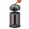 Round Black Stainless Steel Pedal Bin, 5l