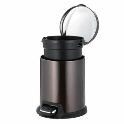 Round Black Stainless Steel Pedal Bin, 5l 7 Round Black Stainless Steel Pedal Bin, 5l -comprehensive Shop round black stainless steel pedal bin 5l 2