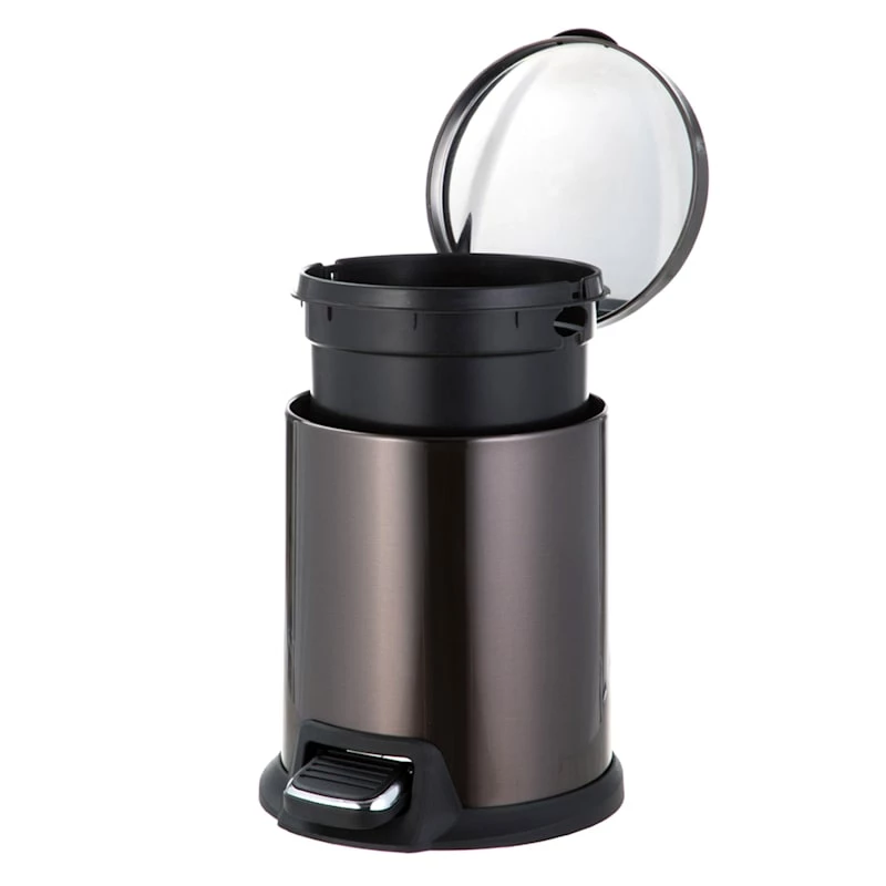 Round Black Stainless Steel Pedal Bin, 5l 3 Round Black Stainless Steel Pedal Bin, 5l - Image 3