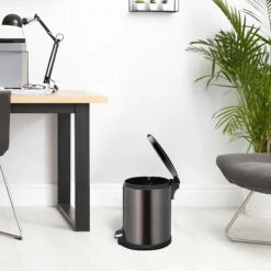 Round Black Stainless Steel Pedal Bin, 5l 9 Round Black Stainless Steel Pedal Bin, 5l -comprehensive Shop round black stainless steel pedal bin 5l 4