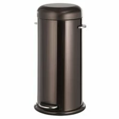 Round Black Stainless Steel Retro Pedal Trash Bin, 30l