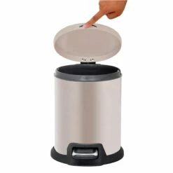 Round Champagne Stainless Steel Pedal Bin, 5l -comprehensive Shop round champagne stainless steel pedal bin 5l 4