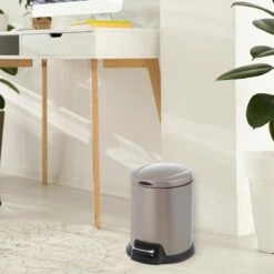 Round Champagne Stainless Steel Pedal Bin, 5l -comprehensive Shop round champagne stainless steel pedal bin 5l 5