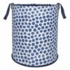 Round Collapsible Laundry Hamper With Handles, Blue Dots