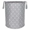 Round Collapsible Laundry Hamper With Handles, Grey Floral