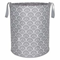 Round Collapsible Laundry Hamper With Handles, Grey Floral