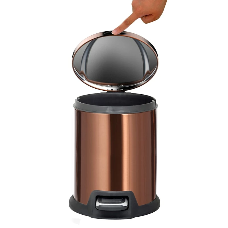Round Copper Stainless Steel Pedal Bin, 5l 1 Round Copper Stainless Steel Pedal Bin, 5l