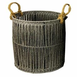 Round Dark Grey Paper String Basket, Small