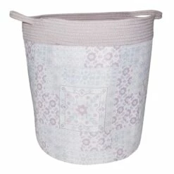 Round Fabric & Cotton Rope Basket, X-Large