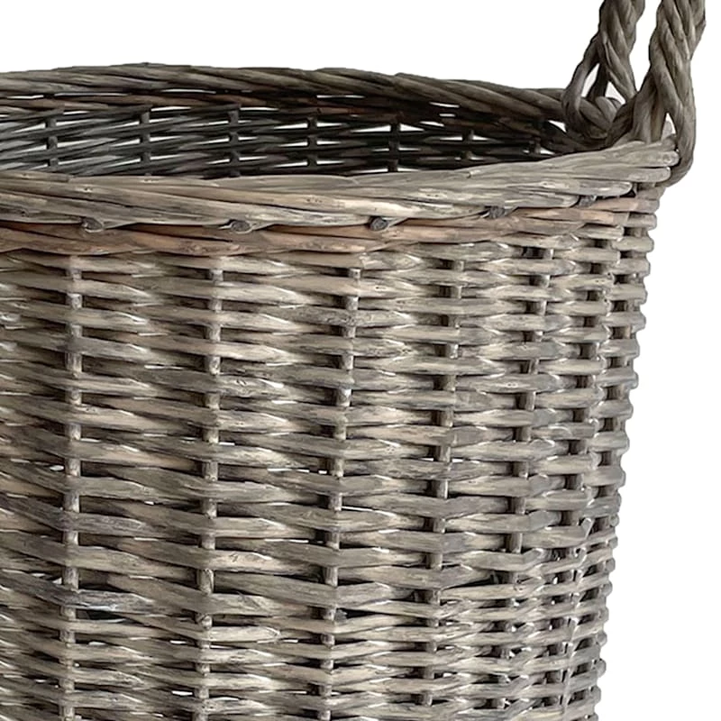 Round Grey Willow Laundry Hamper, Medium 2 Round Grey Willow Laundry Hamper, Medium - Image 2