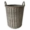 Round Grey Willow Laundry Hamper, Medium
