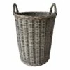 Round Grey Willow Laundry Hamper, Small