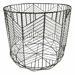 Round Matte Black Geo Grid Basket M