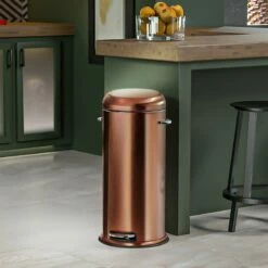 Round Retro Copper Stainless Steel Pedal Bin, 30l -comprehensive Shop round retro copper stainless steel pedal bin 30l 3