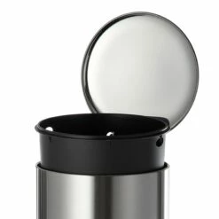 Round Stainless Steel Pedal Trash Bin With Thin Lid, 30l -comprehensive Shop round stainless steel pedal trash bin with thin lid 30l 4