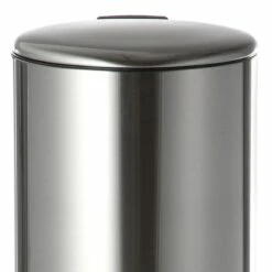 Round Stainless Steel Pedal Trash Bin With Thin Lid, 30l -comprehensive Shop round stainless steel pedal trash bin with thin lid 30l 5